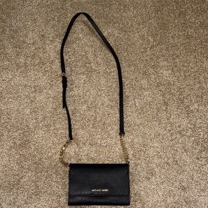 Michael Kors Black Crossbody with Gold Chain